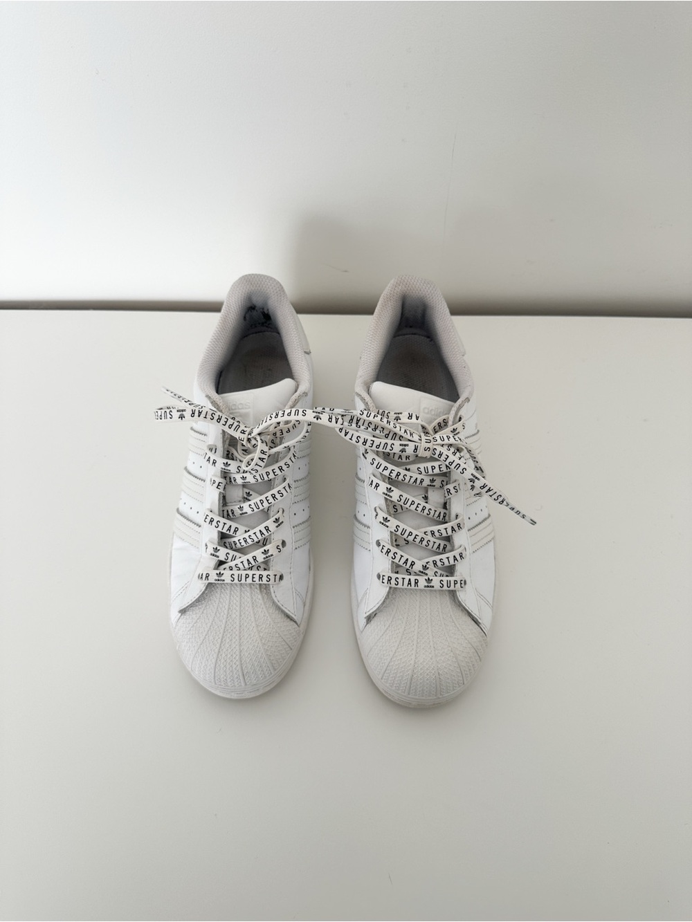 Adidas White Superstar Sneakers with Branded Laces